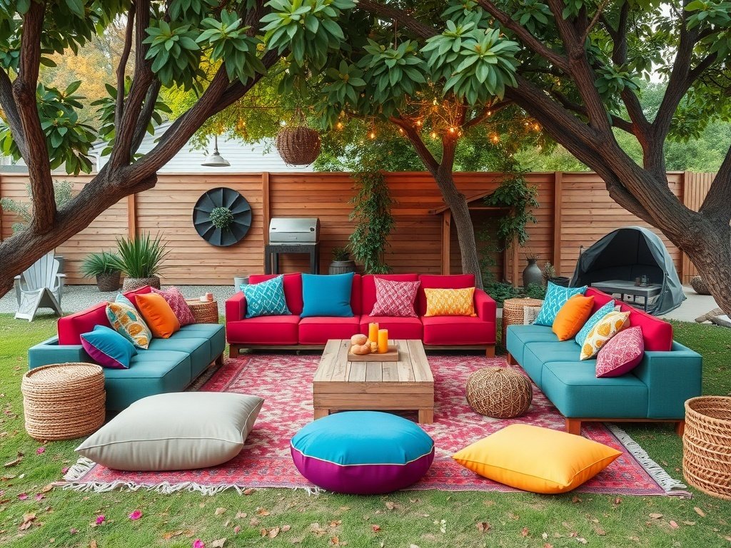 bohemian_theme_backyard_party_setup